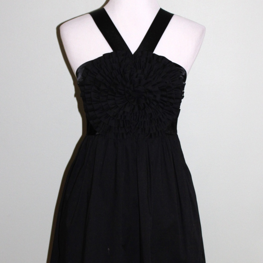 Anthropologie Burlapp Black Rosette Dress Size 6